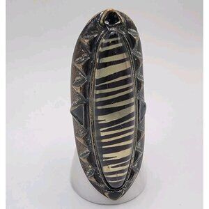 Oversized Fashion Statement Cocktail‎ Ring Stretch Ring Black Tiger Stripes